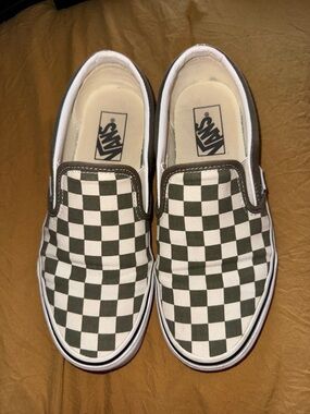 Vans Green and White checkerboard shoes